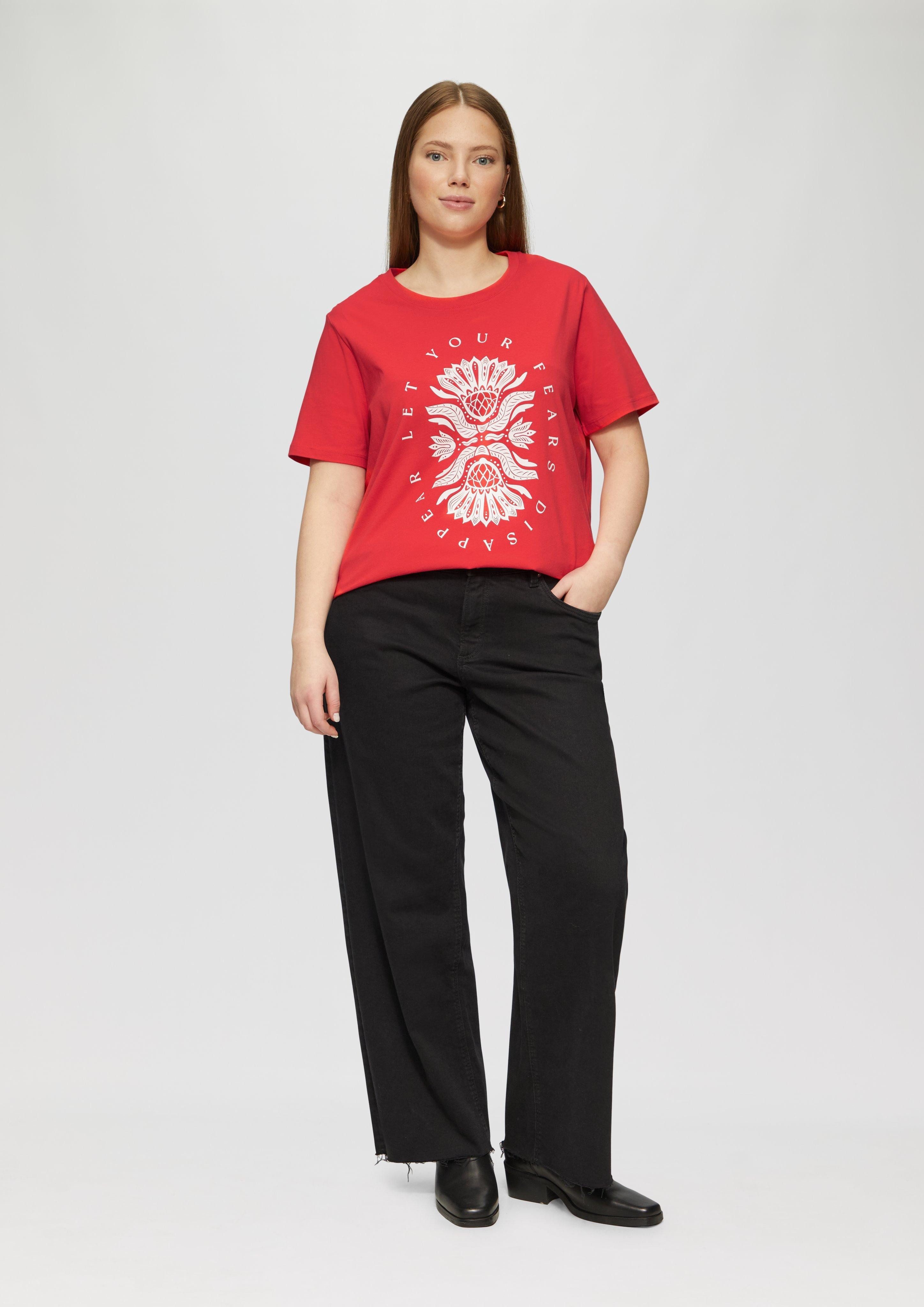 QS Kurzarmshirt Baumwollshirt mit Fronprint günstig online kaufen