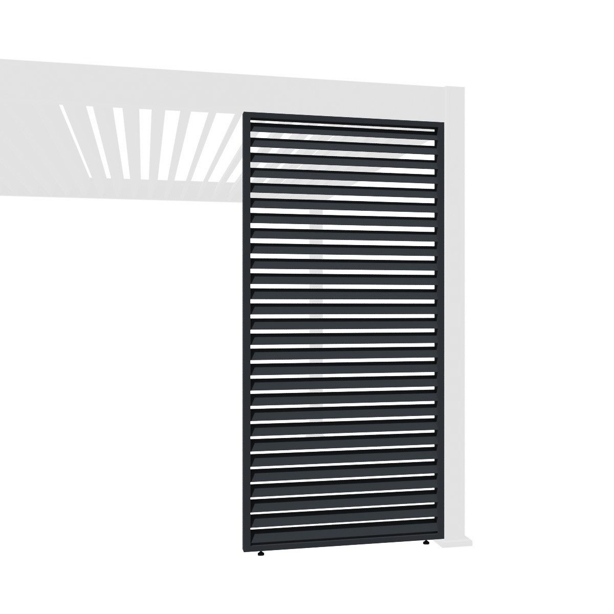 Weide Pavillonseitenteil Horizontale Lamellenwand für Pergola aus Aluminium 3 Maße Grau