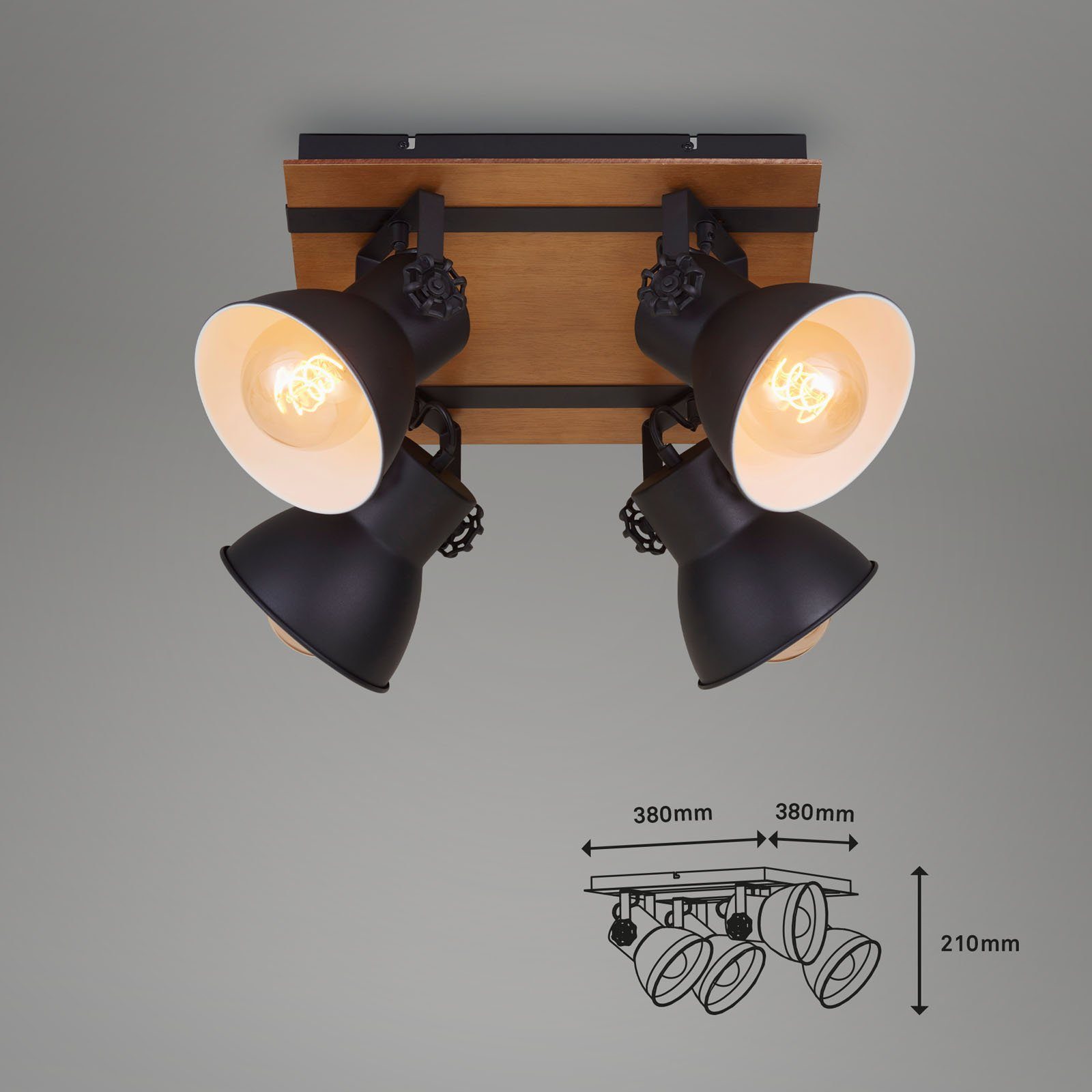 Leuchten 2742-045, ohne Deckenspots Briloner E27 Deckenlampe (4x und dreh- Warmweiß, Leuchtmittel, 60W) schwenkbar Vintage max.