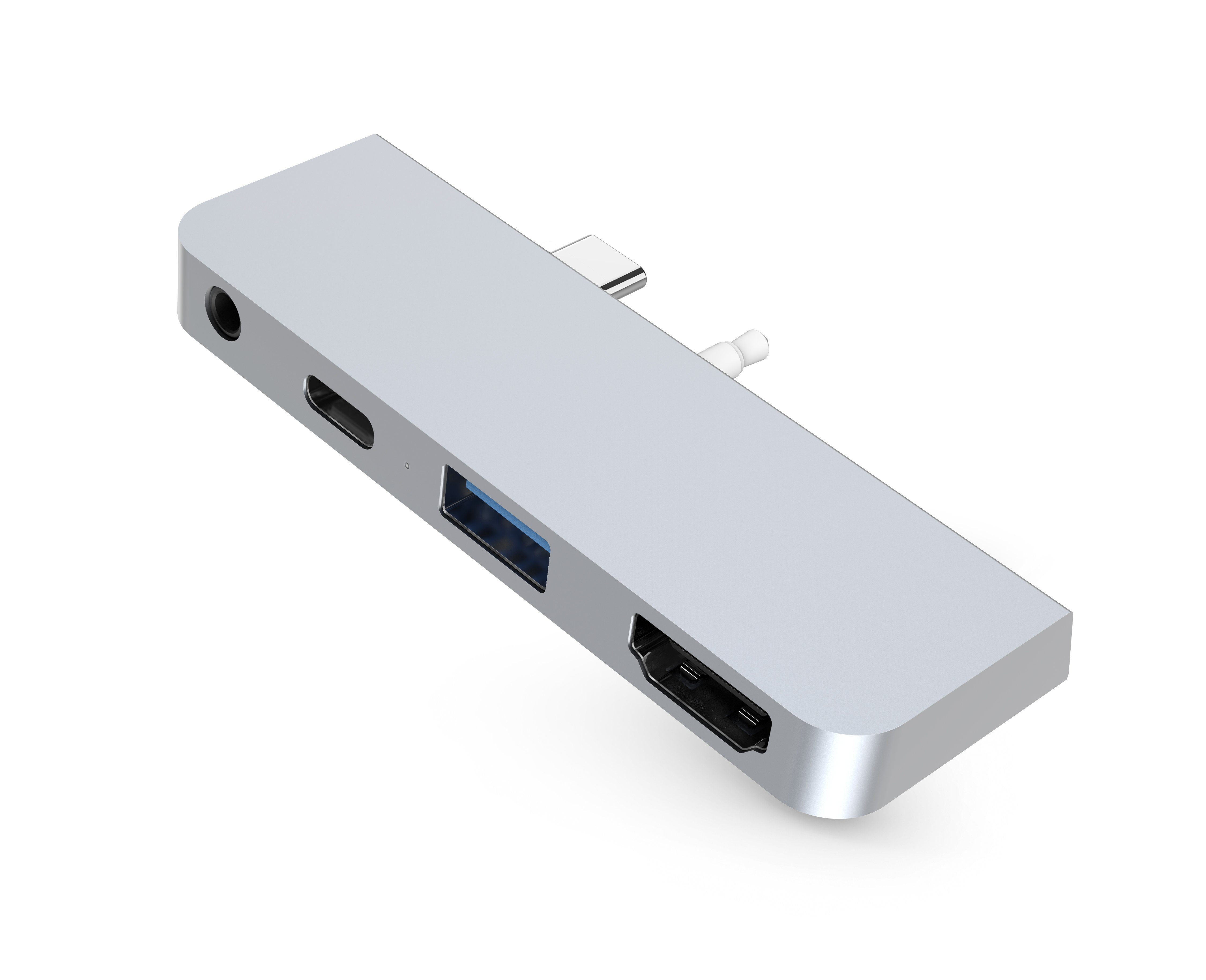 HYPER by Sanho »HyperDrive« Tablet-Adapter USB-C zu HDMI, USB-C, USB Typ A,  3,5-mm-Klinke, [Microsoft Surface Go 2 / Go Hub, 4in1 USB-C Adapter, Plug &  Play, Kompaktes Aluminium Gehäuse] - silber