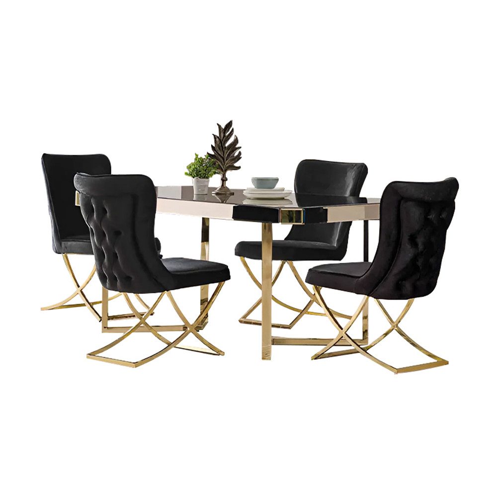 Esstisch Esszimmertisch Speisetisch Spiegel Glastisch Tische 180x90 Gold