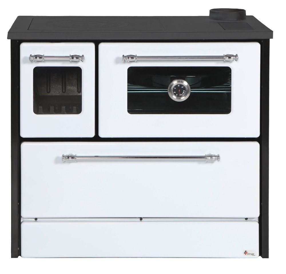 ECOfoxx Festbrennstoffherd EEK A Küchenofen Holzherd 701-G Omega weiß, rechte Version, 9,18 kW
