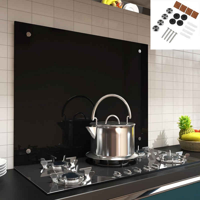 Mucola Küchenrückwand Glasrückwand Schwarz Fliesenspiegel Herdspritzschutz Herdblende ESG, (Stück, Premium-Rückwand), ESG Sicherheitsglas