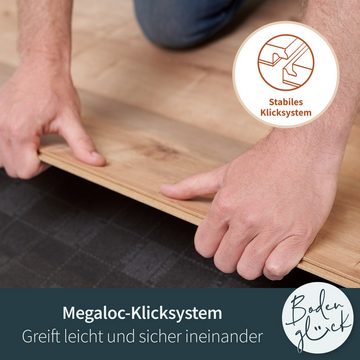 Bodenglück Laminat "Eiche Ehrenberg" mit Megaloc-Klicksystem, Grau I Pflegeleicht, Wasserfest I 6 Dielen á 1285 x 280 x 8 mm