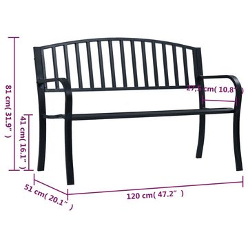 vidaXL Gartenbank Gartenbank Schwarz 120 cm Stahl