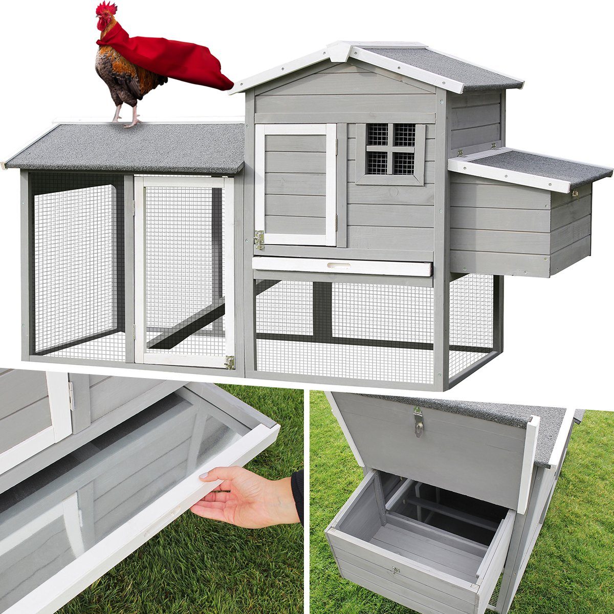 My Animal Hühnerstall Hühnerstall MH-21 für 3-4 Hühner - Wetterbeständig - Kieferholz, Hühnerhaus Hühner Käfig Gehege Volier Geflügelstall - Nistkasten
