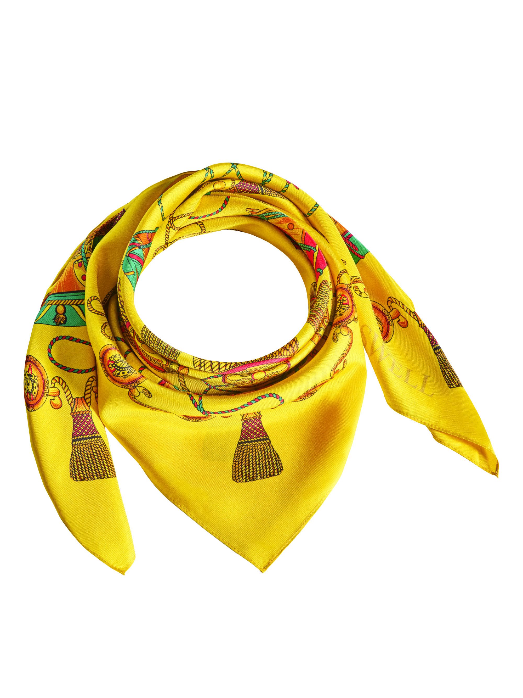 ROSWELL Seidentuch Halstuch Seidenschal Damen Herren Gold Gelb Twill doppelseitig 90x90, Kollektion Aurelio Or inkl. edler Geschenkbox und Satin-Säckchen
