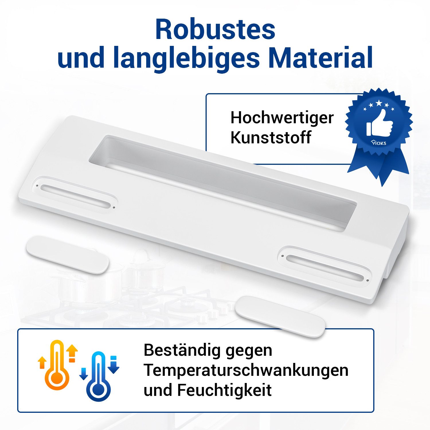 VIOKS Türgriff universal Handgriff 187 mm mit 90-172 mm Schraubenabstand, 2-tlg., für Kühlschrank Gefrierschrank – Bild 3 von 5