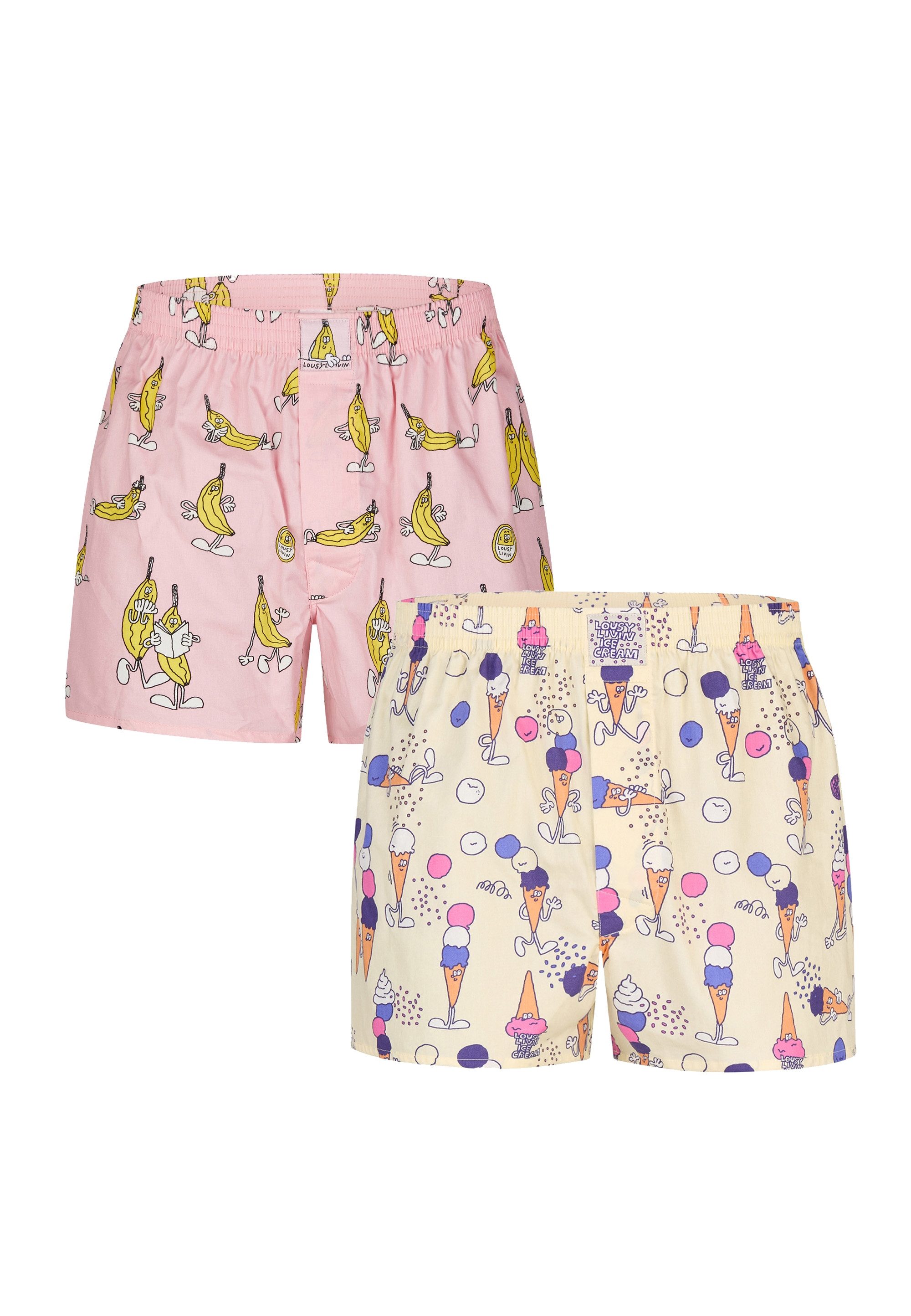 Lousy Livin Boxershorts 2Pack Boxershorts Ice Cream & mit lockerem Schnitt