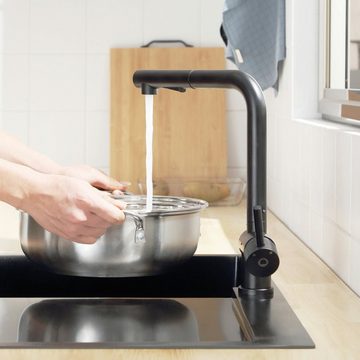 CECIPA Küchenarmatur Wasserhahn Küche Ausziehbar, Armatur Küche Ausziehbar (Einhand-Waschtischarmatur, 1-St., Wasserhahn aus Edelstahl) Ventilkern aus Keramik