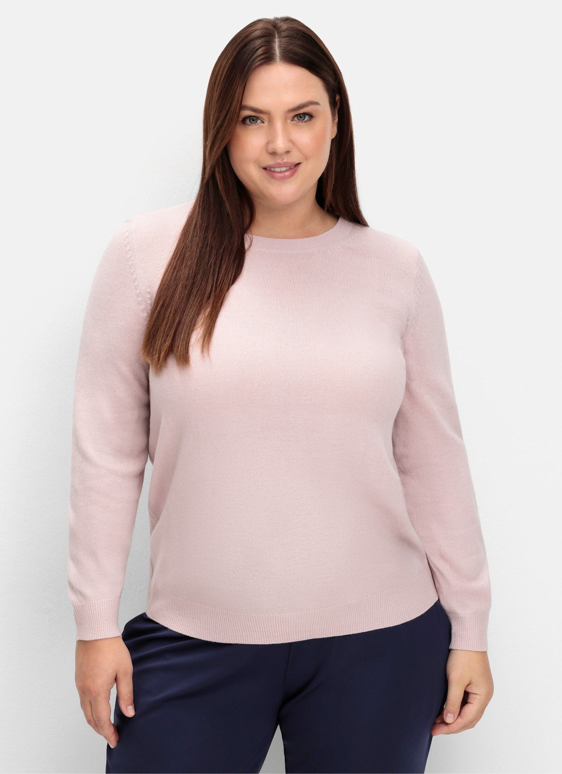 Sieh an! Strickpullover Rundhals-Pullover Langarm Jersey mit gerippten Absc günstig online kaufen