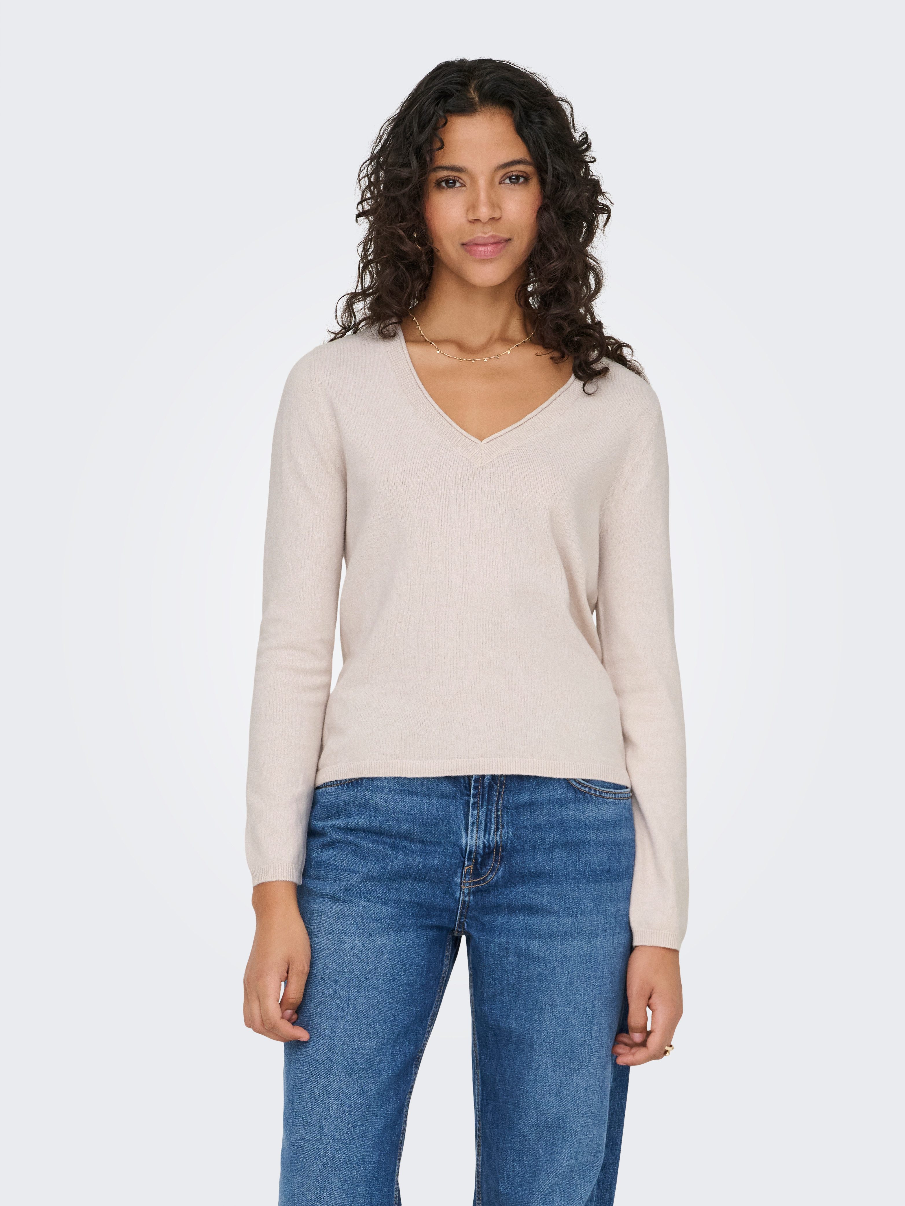 ONLY V-Ausschnitt-Pullover ONLLOYAL LIFE LS V-NECK PULLO KNT NOOS Materialm günstig online kaufen