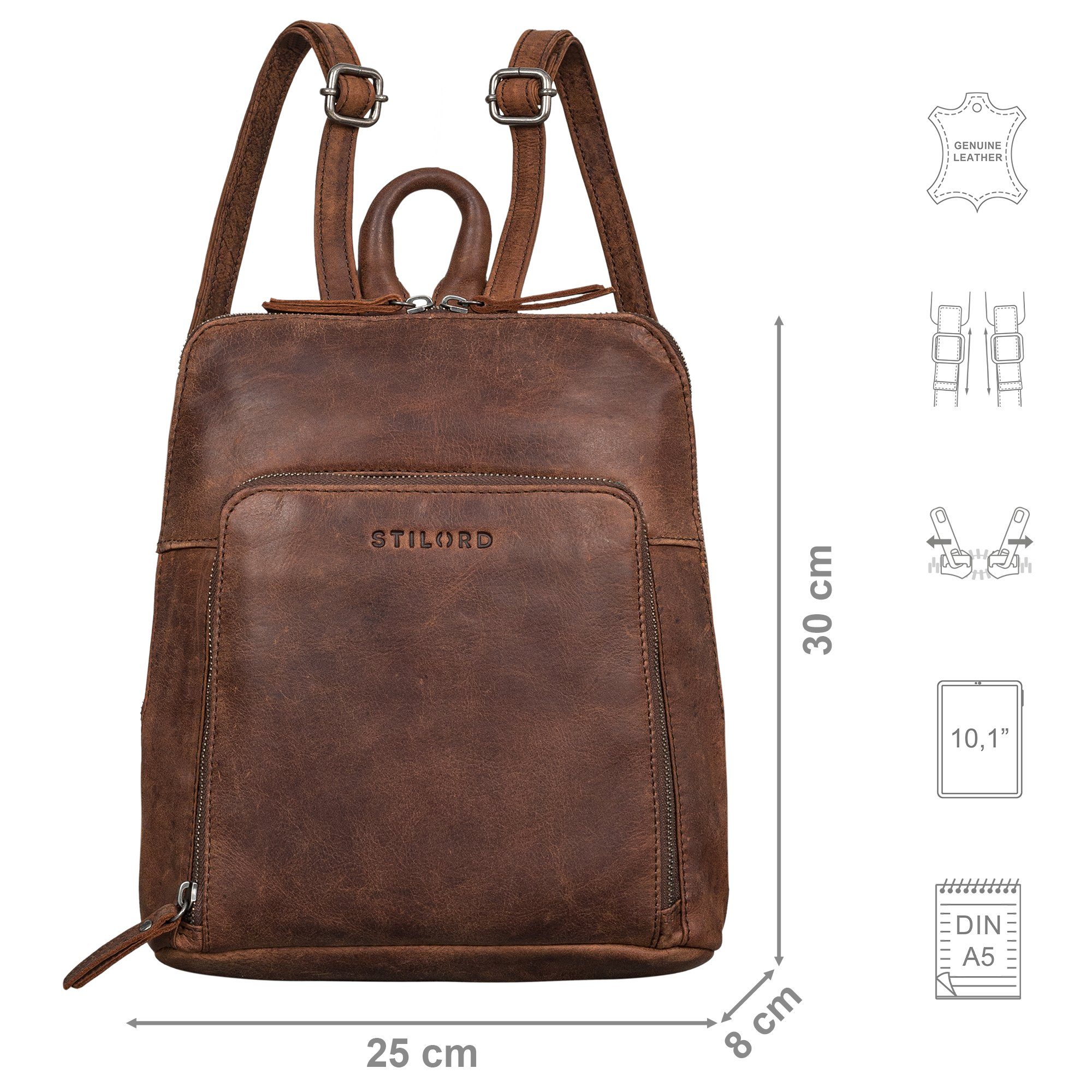 STILORD Cityrucksack "Sally" Vintage Rucksack Damen Leder Klein günstig online kaufen