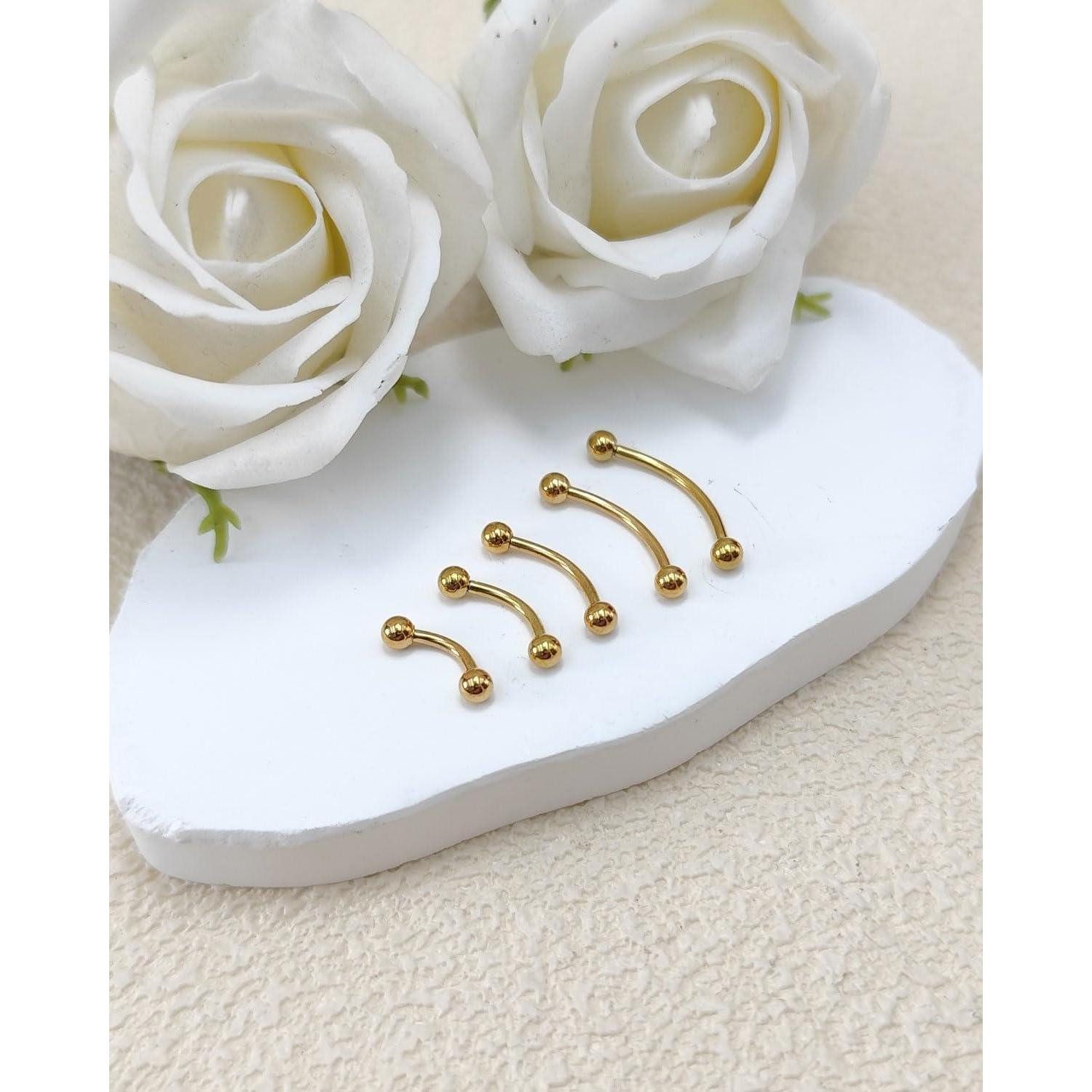 Gojewen Augenbrauenpiercing 10stk Curved Barbell Piercing 6/8/10mm Edelstahl Augenbrauen Lippen