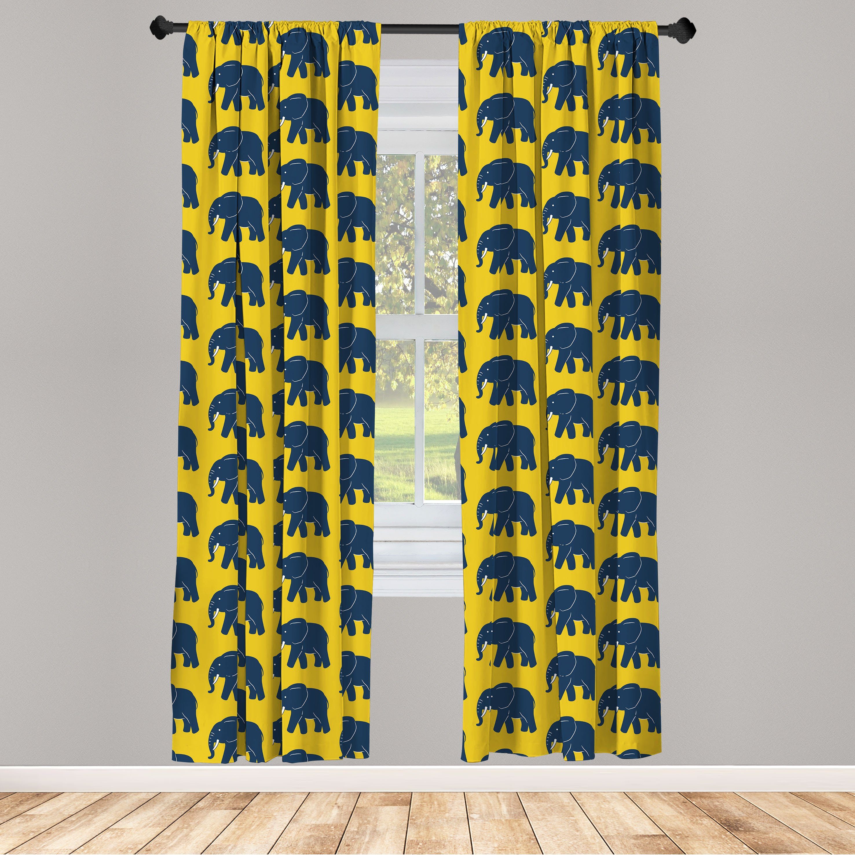 Gardine Vorhang für Wohnzimmer Schlafzimmer Dekor, Abakuhaus, Microfaser, Tiere Afrikanischer Elefant Patterns