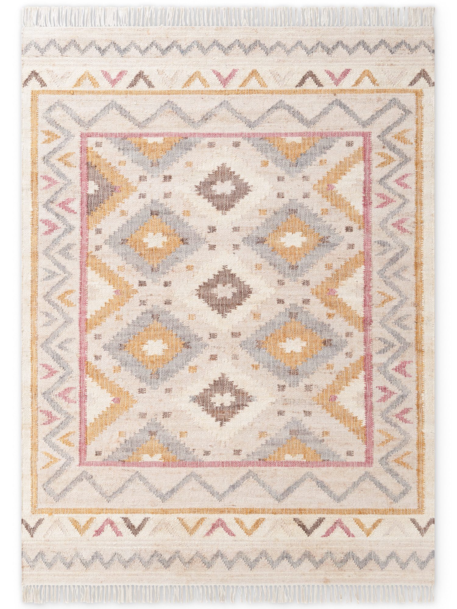 ELLE DECORATION Teppich Kelim Imani, rechteckig, Höhe: 3 mm, Jute, Baumwolle, Natur, Handgewebt, Kelim, orientalisch, Boho