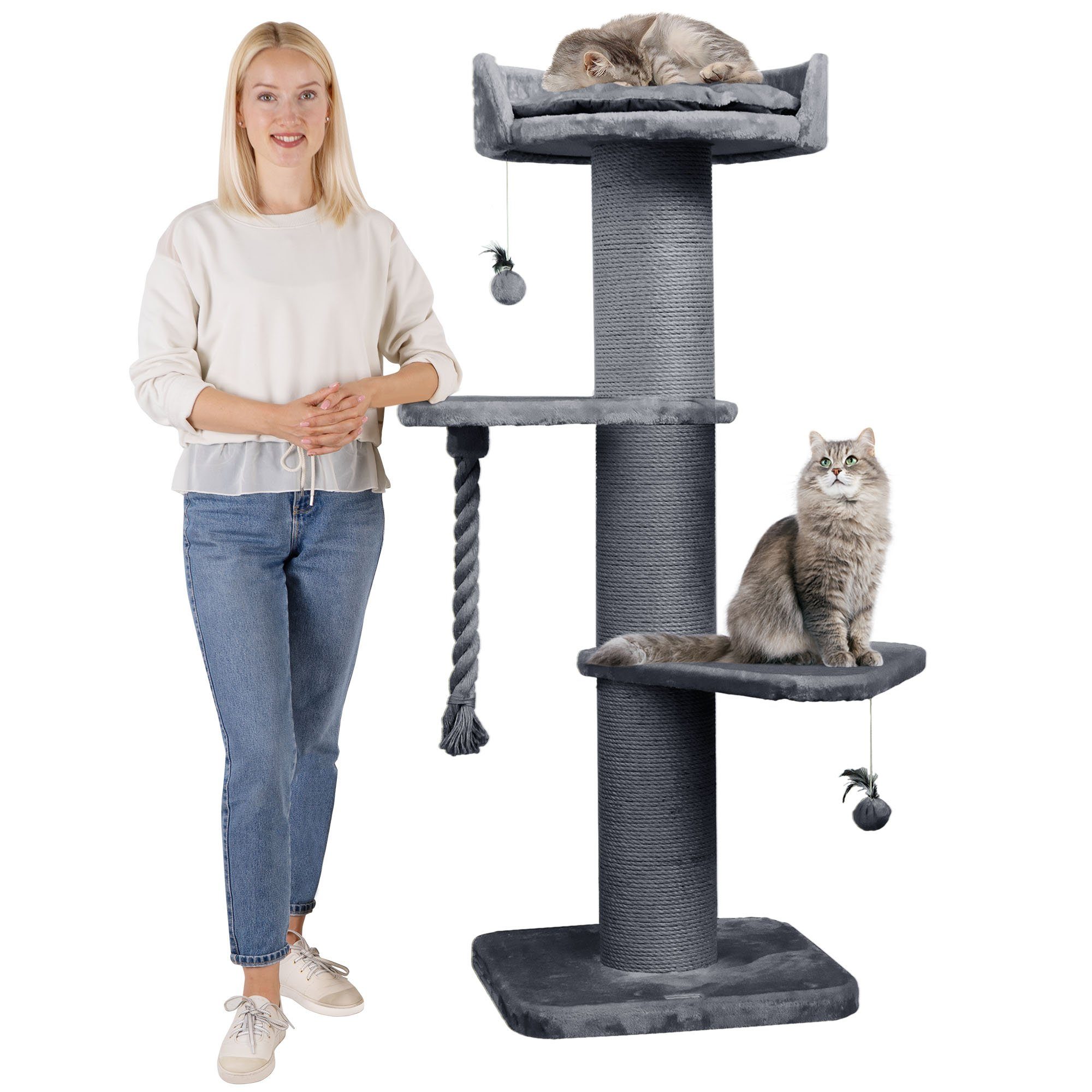 Happypet Kratzbaum FREDDY, Katzenbaum 'Freddy', Gesamthöhe 150 cm, mit Spielseil und Spielball von Happypet