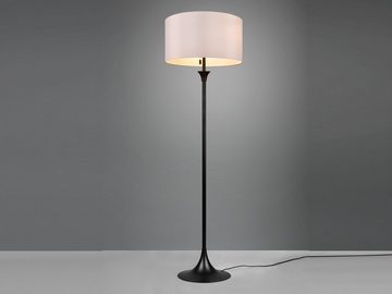 meineWunschleuchte LED Stehlampe, Lichtquellen getrennt schaltbar, LED wechselbar, Warmweiß, Design-klassiker Schwarz mit Stoff Lampen-schirm Weiß für Ecke, 155cm