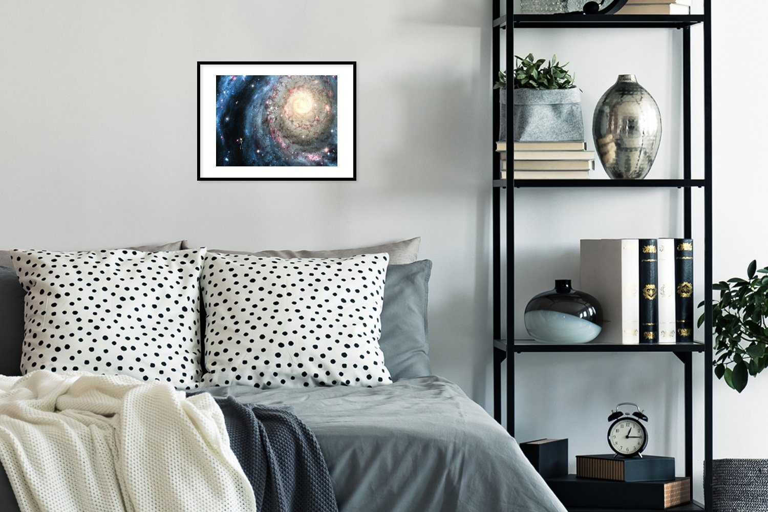 MuchoWow Poster Illustration der Galaxie Milchstraße, (1 St), mit Rahmen, Kunstdruck, Gerahmtes Poster, Schwarzem Bilderrahmen