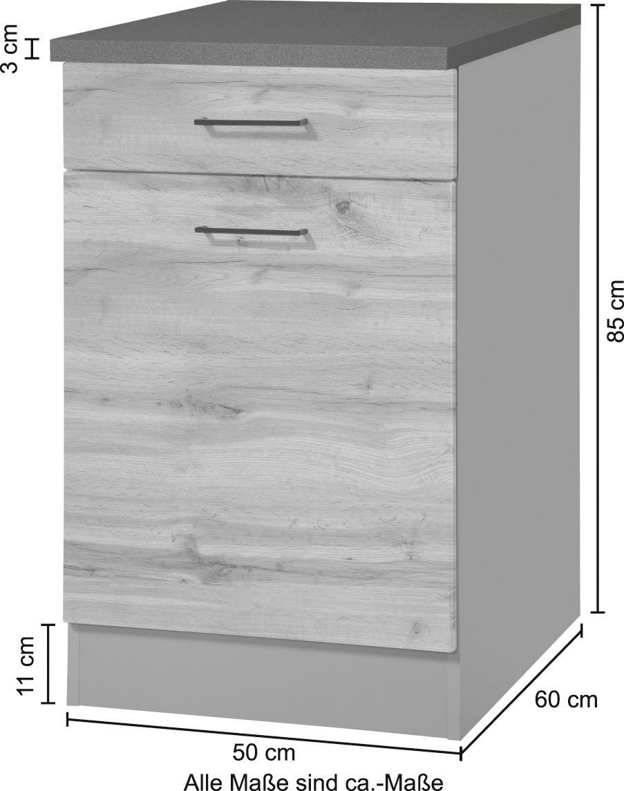 Breite wotaneiche/grafit cm 50 Trier HELD Unterschrank MÖBEL