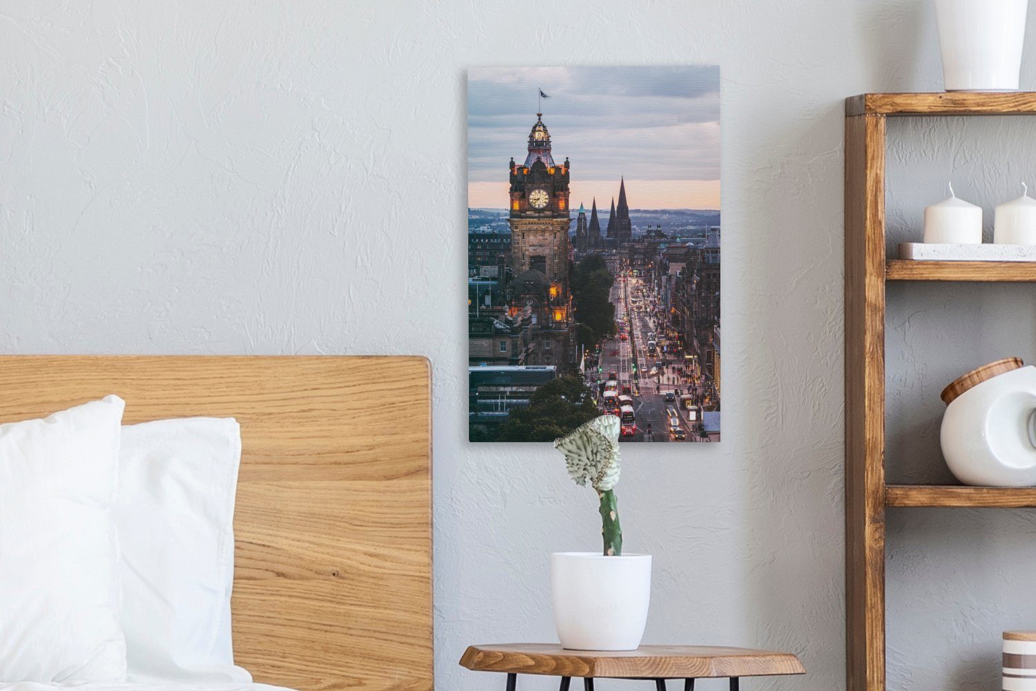 OneMillionCanvasses® Leinwandbild Uhr - Luft (1 cm 20x30 - Verkehr bespannt Zackenaufhänger, inkl. St), Gemälde, Leinwandbild fertig Edinburgh, 