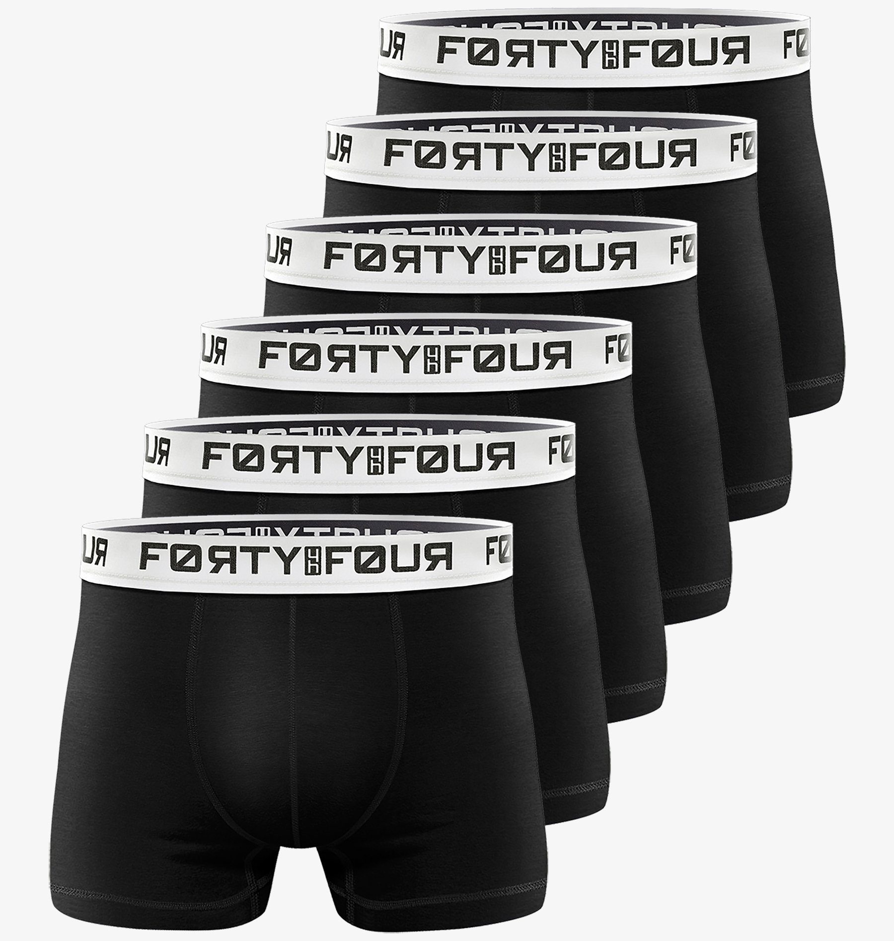 FortyFour Boxershorts Herren Männer Unterhosen Baumwolle Premium Qualität perfekte Passform (Vorteilspack, 6er Pack) S - 7XL 706h-schwarz