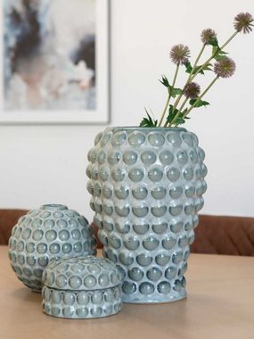 House Nordic Dekoschale House Nordic Dose mit Deckel BUBBLES Blau Keramik 12x8 cm