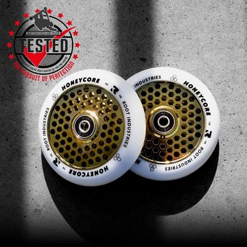Root Industries Stuntscooter 2 x Root Industries Honeycore Stunt-Scooter Rolle 110mm Gold/PU Weiß