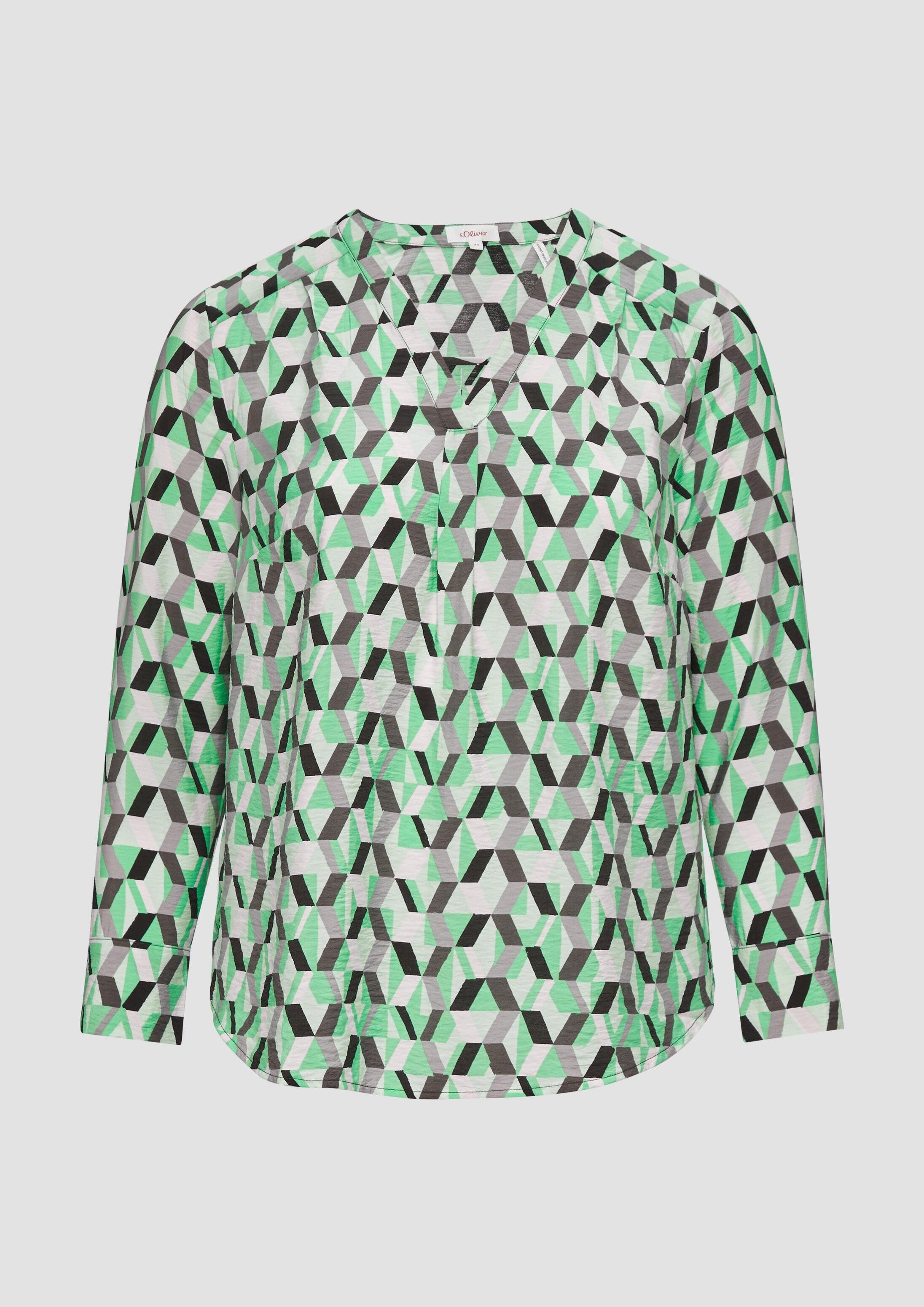 s.Oliver Langarmbluse Bluse Strukturierte Bluse mit All-over-Print
