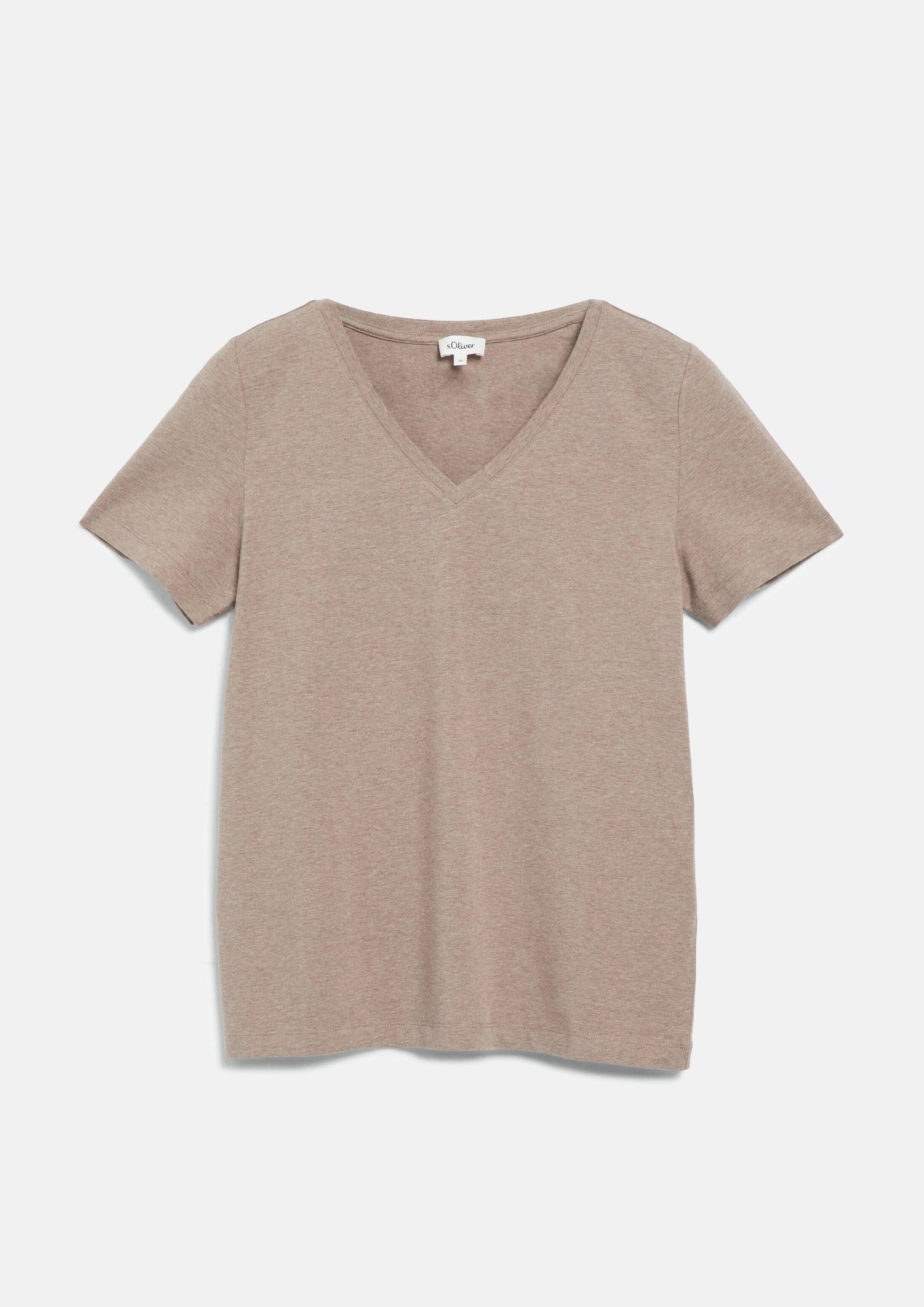 s.Oliver Kurzarmshirt T-Shirt T-Shirt mit V-Ausschnitt