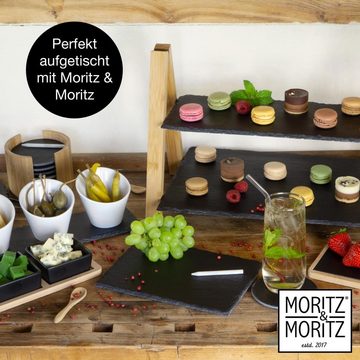 Moritz & Moritz Servierplatte Servierplatte mit Dipschalen - Schieferset Cardamo, Schiefer, Keramik, Bambus, (Set)