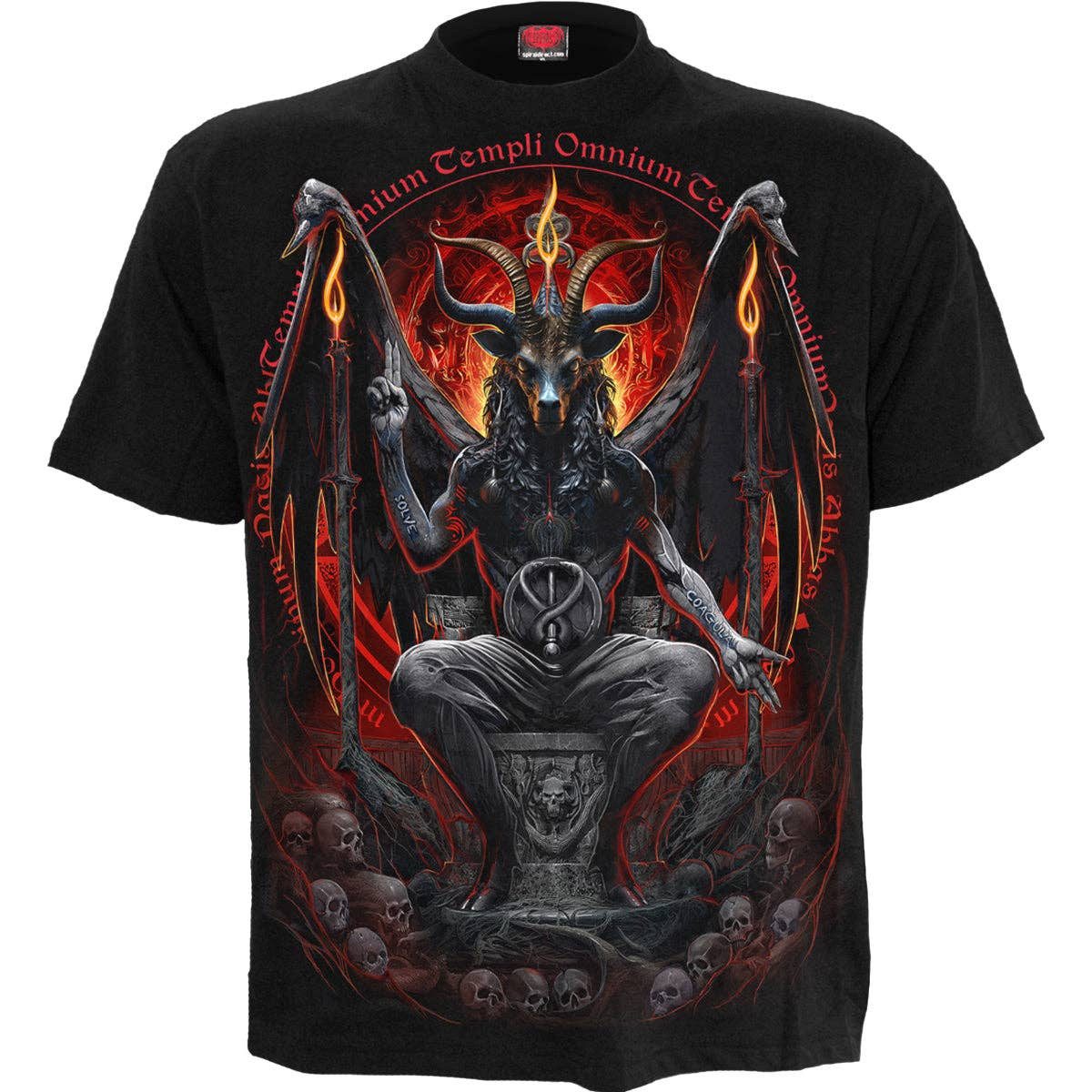 Spiral Print-Shirt BAPHOMET - T-Shirt Schwarz Gothic Shirt Anime aus Baumwolle mit Print