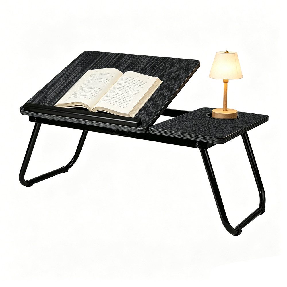 JEOBEST Laptoptisch Klappbarer Beistelltisch, Frühstückstablett für Sofa und Bett, Bambus, (1-St.60x40)Höhen Neigung Verstellbar, mit Cup Slot und Laptop-Stopper