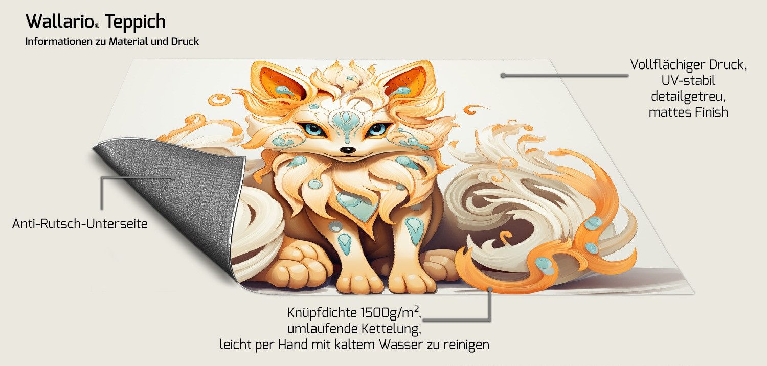 Wallario Teppich Geheimnisvoller Fuchs, rechteckig, rutschfest