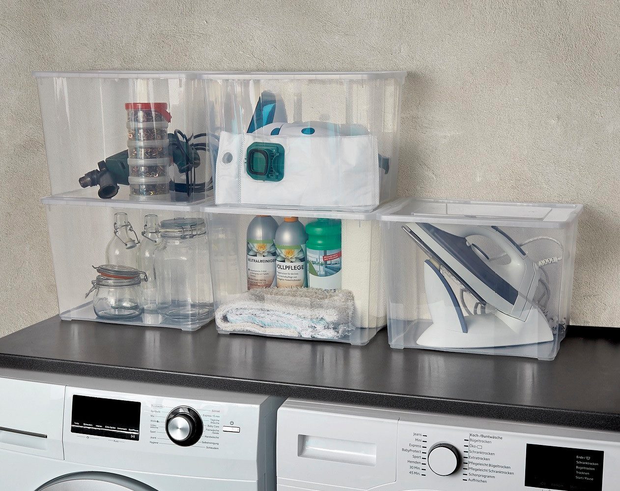 Gardissimo Aufbewahrungsbox 5 er Set mit Deckel 20 Liter Kunststoff Boxen Stapelboxen Plastik (Spar-Set, 5 St., 5 Boxen + Deckel), stapelbar / Made in Germany – Bild 4 von 5
