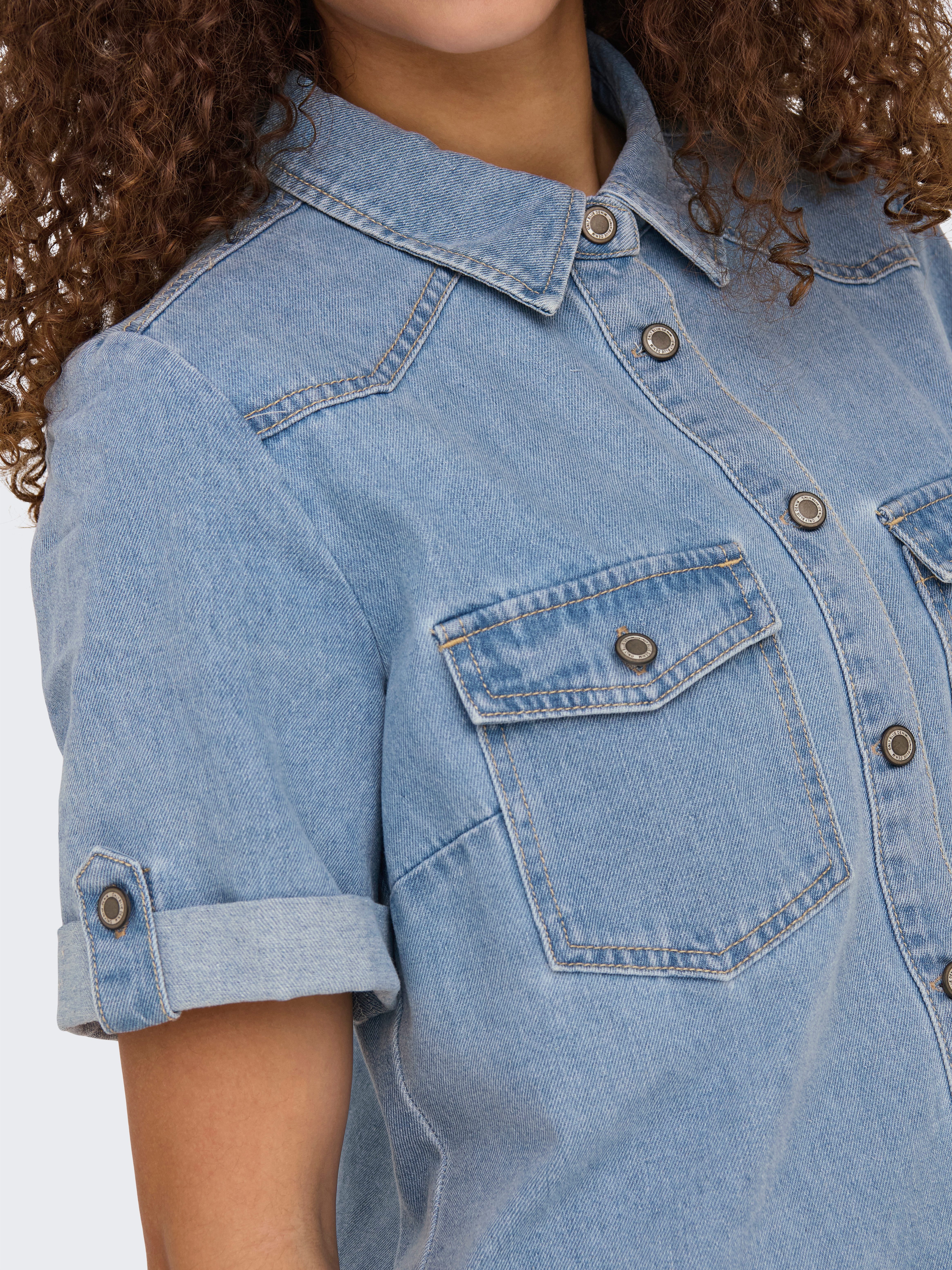 ONLY Jeanskleid ONLLISA – Denimkleid mit Knopfleiste und Brusttaschen Baumwollmischung
