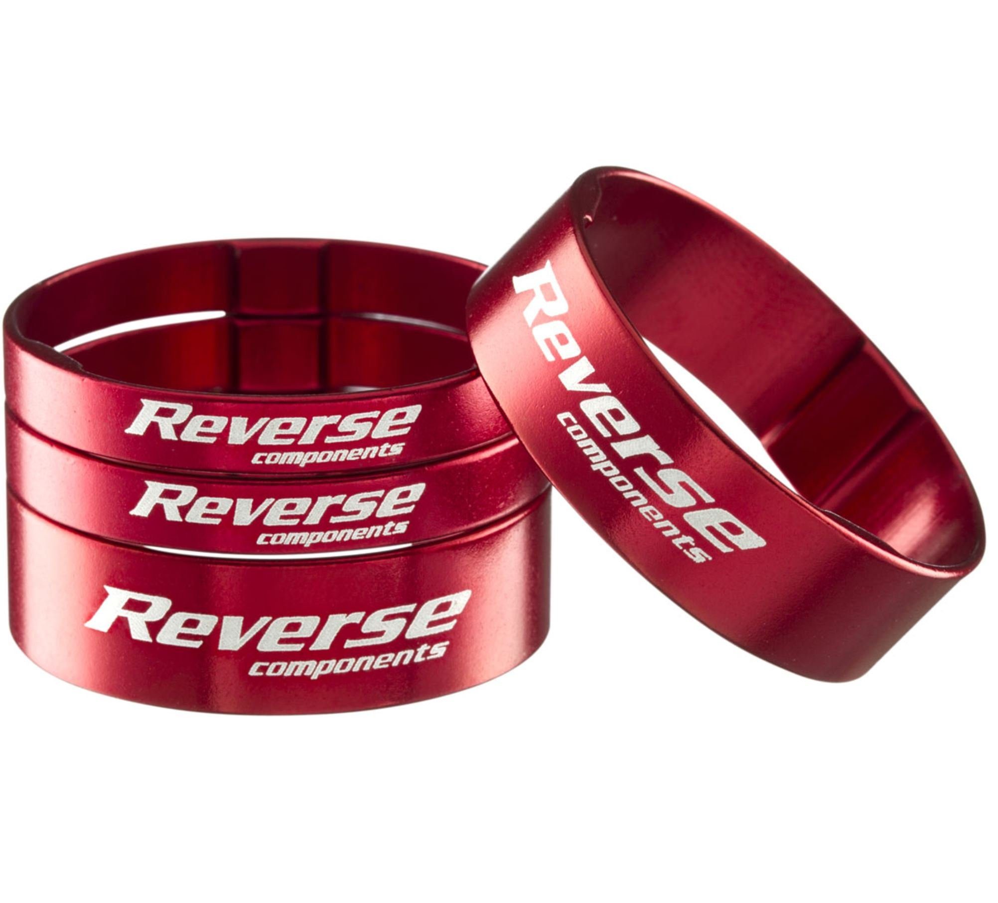 Reverse Lenkeradapter Reverse Alu Vorbau / SCS Spacer Set 1 1/8'' 2x 5mm 2x 10mm rot