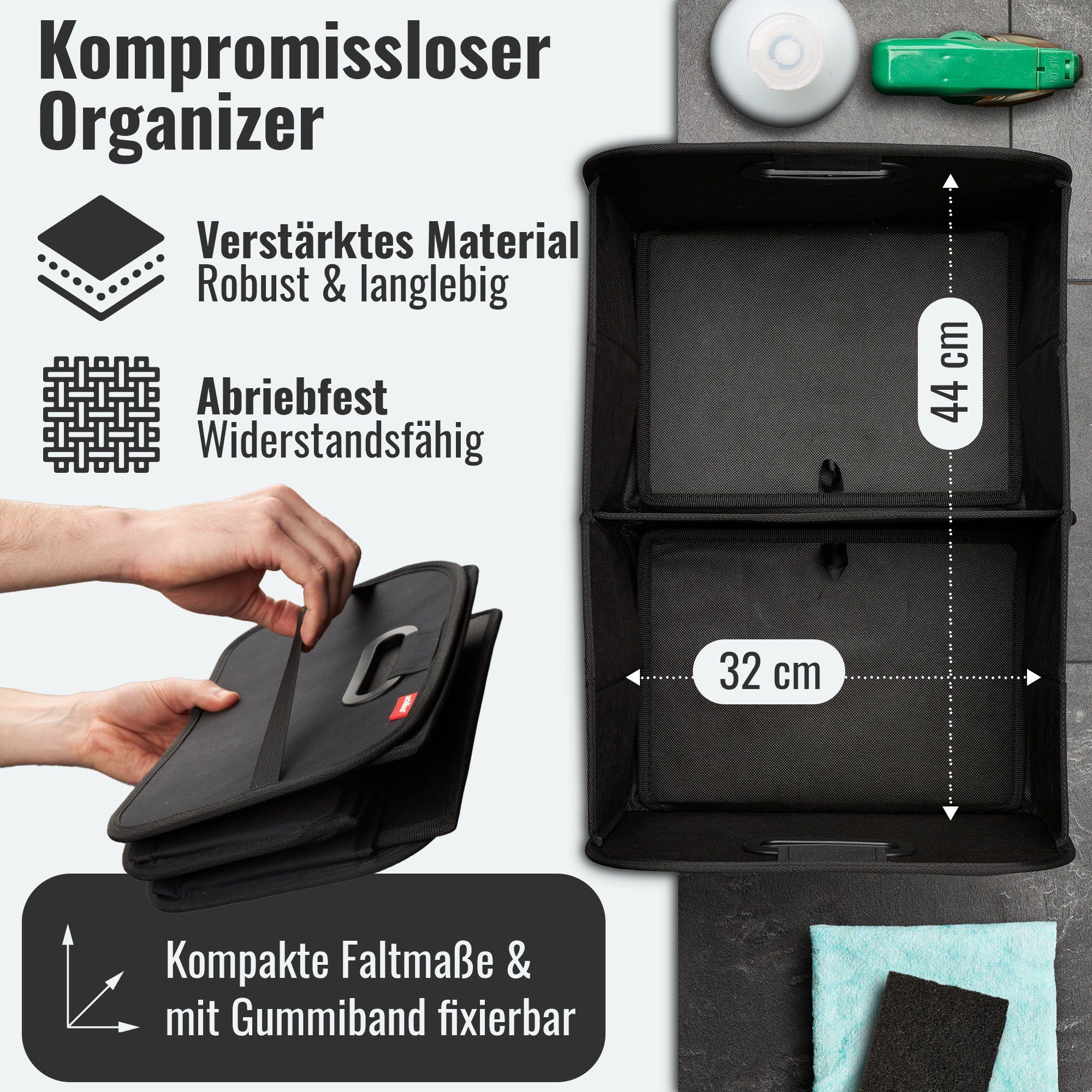 achilles Klappbox Kofferraumtasche faltbar Kofferraum Organizer Auto Faltbox stabil, 30 l