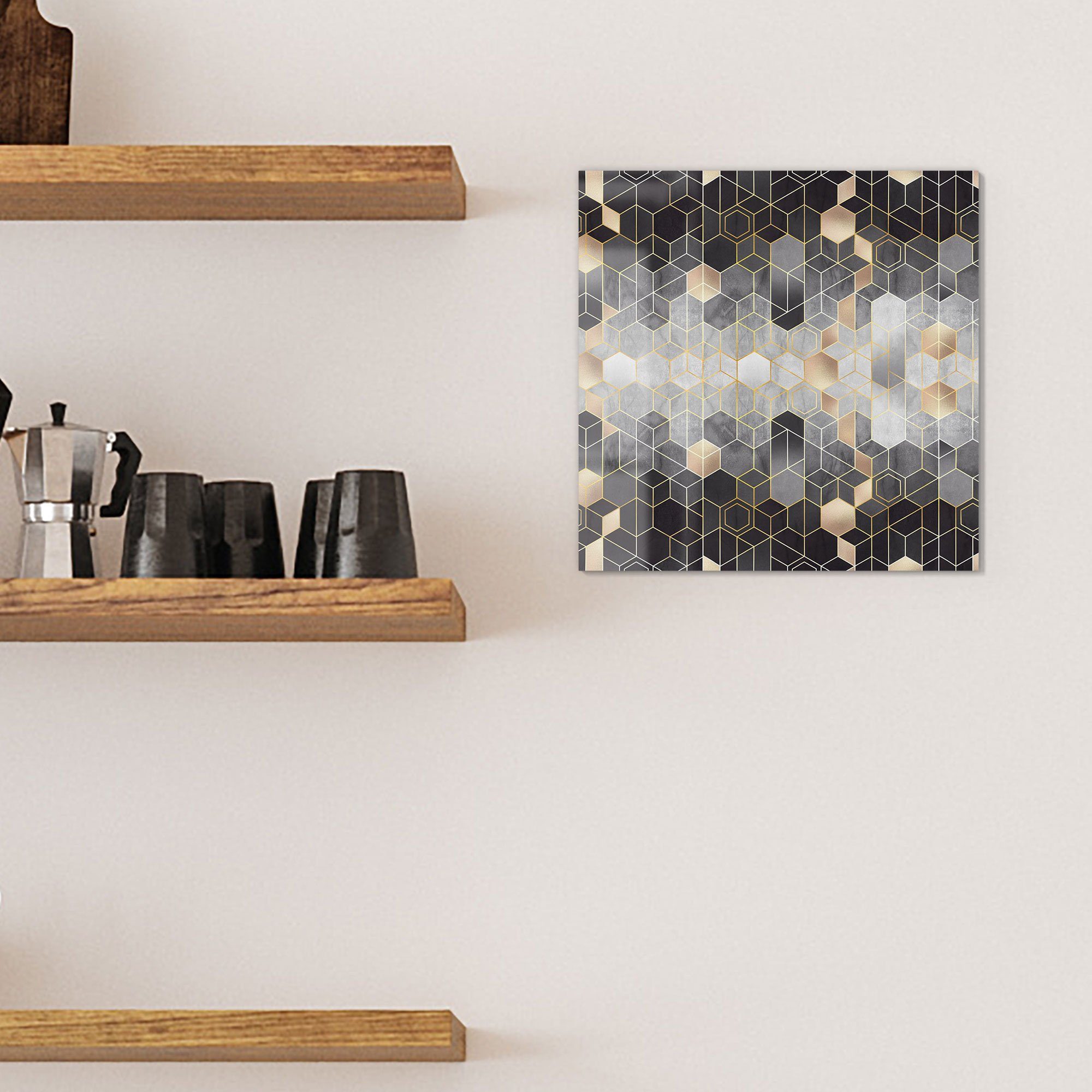 DEQORI Magnettafel 'Kunstvolles Wabenmuster', Whiteboard Pinnwand beschreibbar