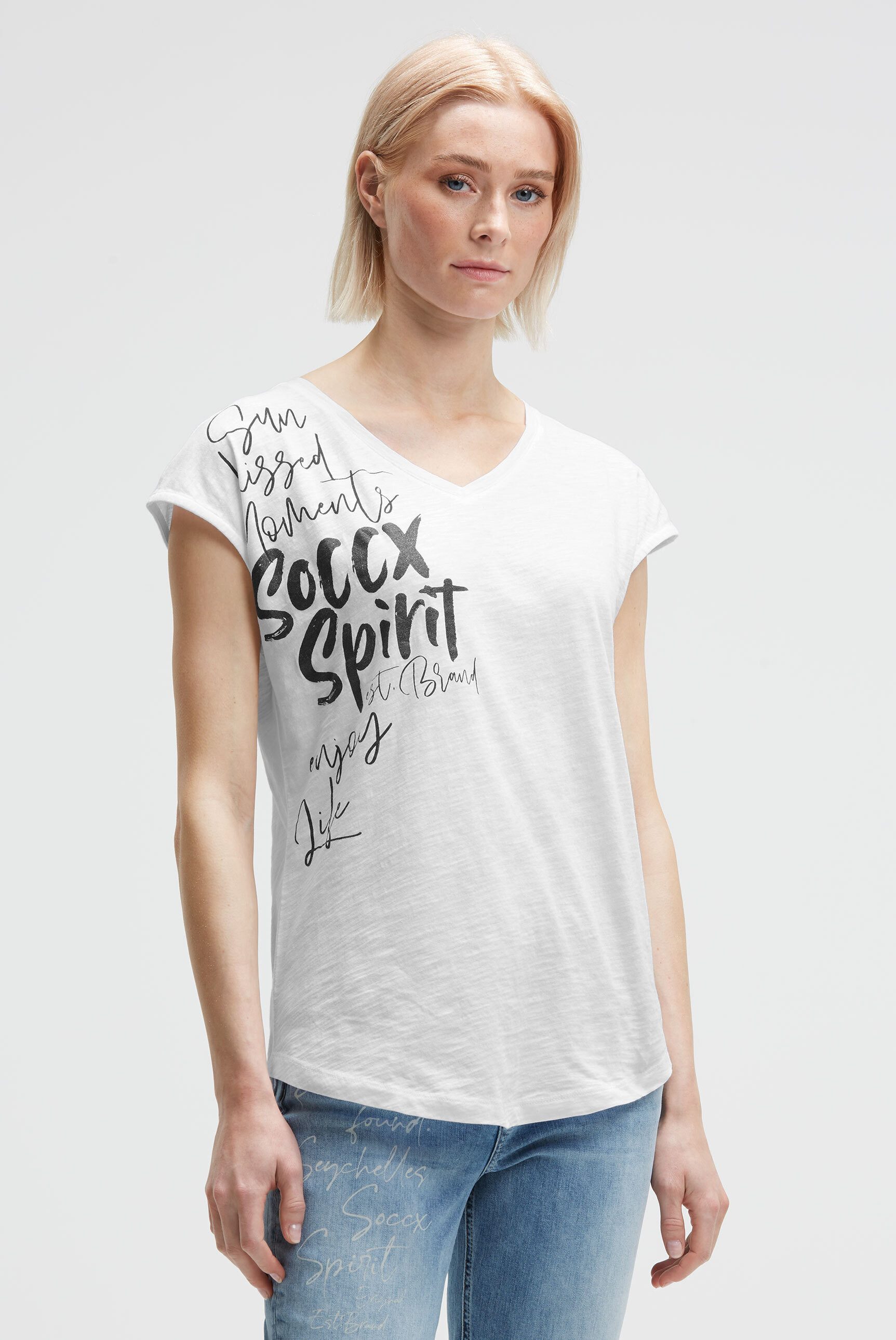 SOCCX V-Shirt mit überschnittenen Schultern