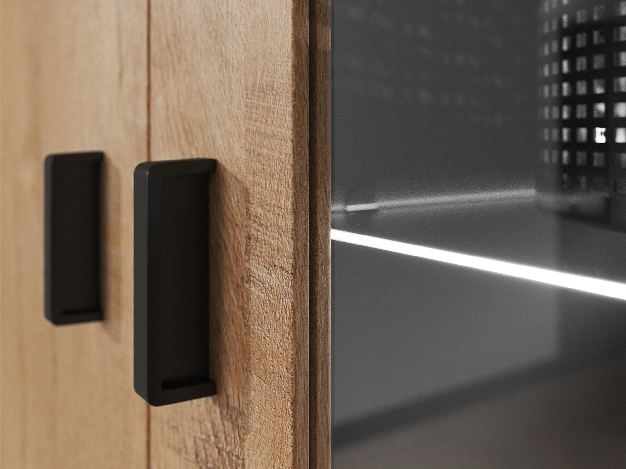 MIRJAN24 Vitrine Soho S06 (mit zwei Drehtüren und zwei Schubladen) Türen sind universell, 80x43x192 cm