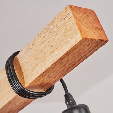 hofstein Pendelleuchte »Campriano« 6-flammige Hängelampe aus Metall/Holz in Schwarz/Natur, ohne Leuchtmittel, Hängeleuchte mit Holzstab, 6xE27