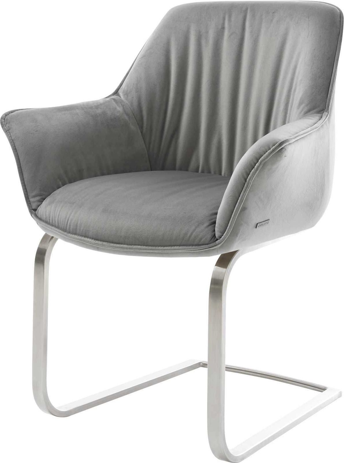 DELIFE Polsterstuhl Keila-Flex, mit Armlehnen Freischwinger flach Edelstahl günstig online kaufen
