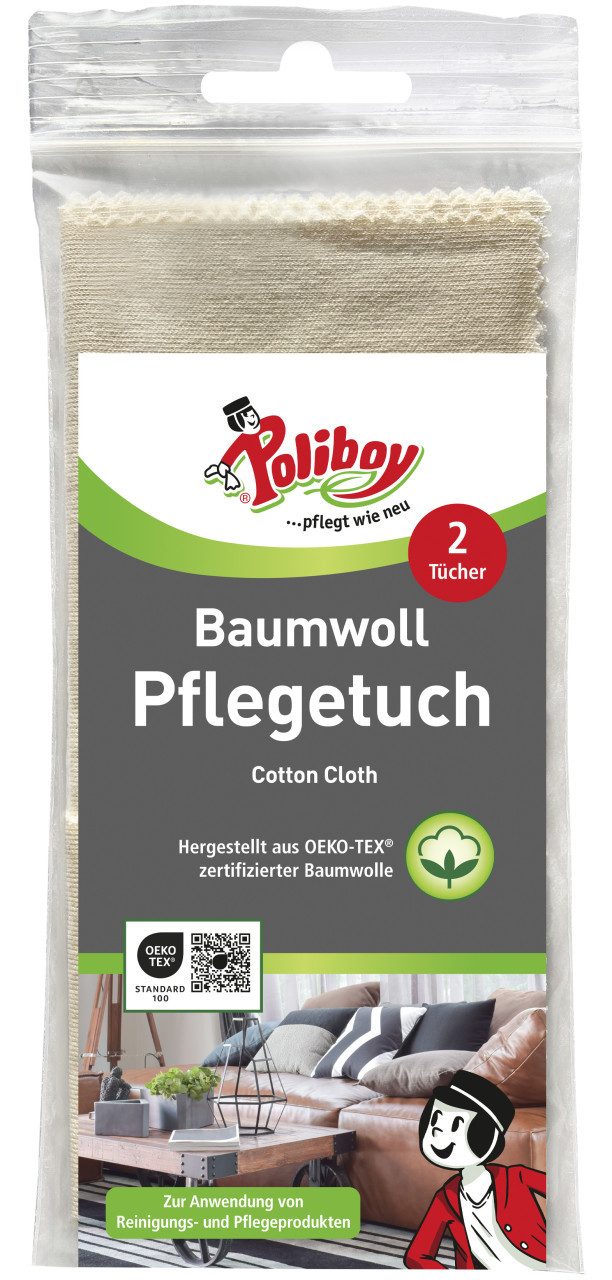 poliboy Poliboy Baumwoll Pflegetuch 2 Stück Reinigungstücher (100% Baumwolle)