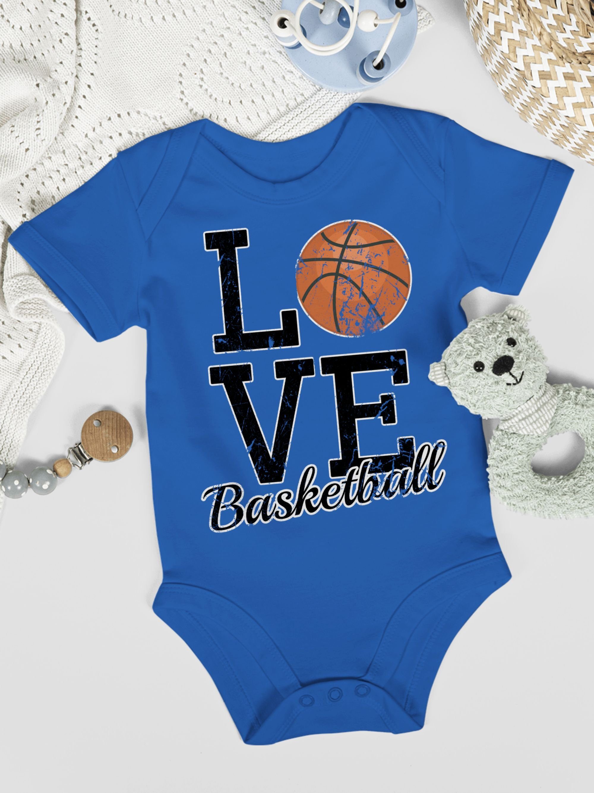 Shirtbody Baby 2 & Sport Love Bewegung Basketball Royalblau Shirtracer