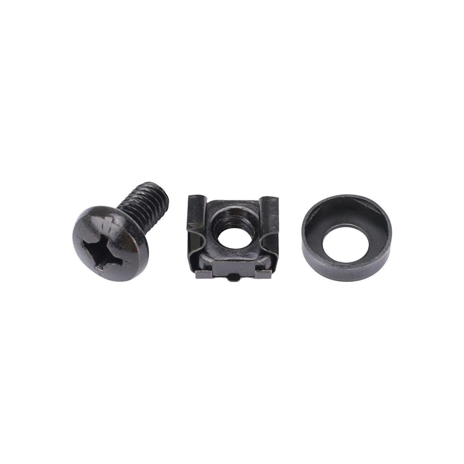 HMF Serverschrank 61012-12er Set Käfigmuttern für 10" oder 19" Serverschrank, Netzwerkschrank, M6 Montageschrauben, schwarz