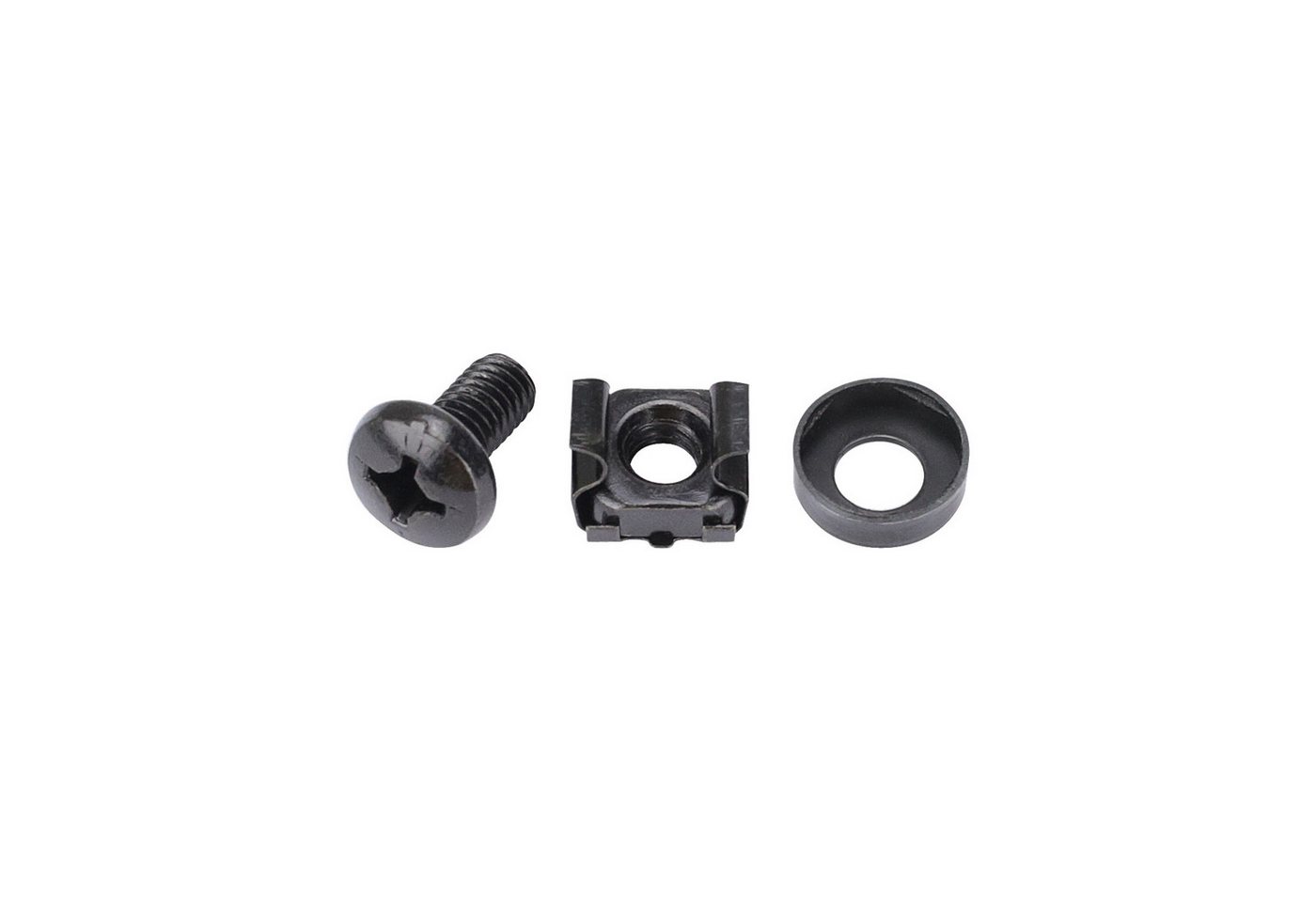 HMF Serverschrank 12er Set Käfigmuttern für 10" oder 19" Serverschrank, Netzwerkschrank, M6 Montageschrauben, schwarz