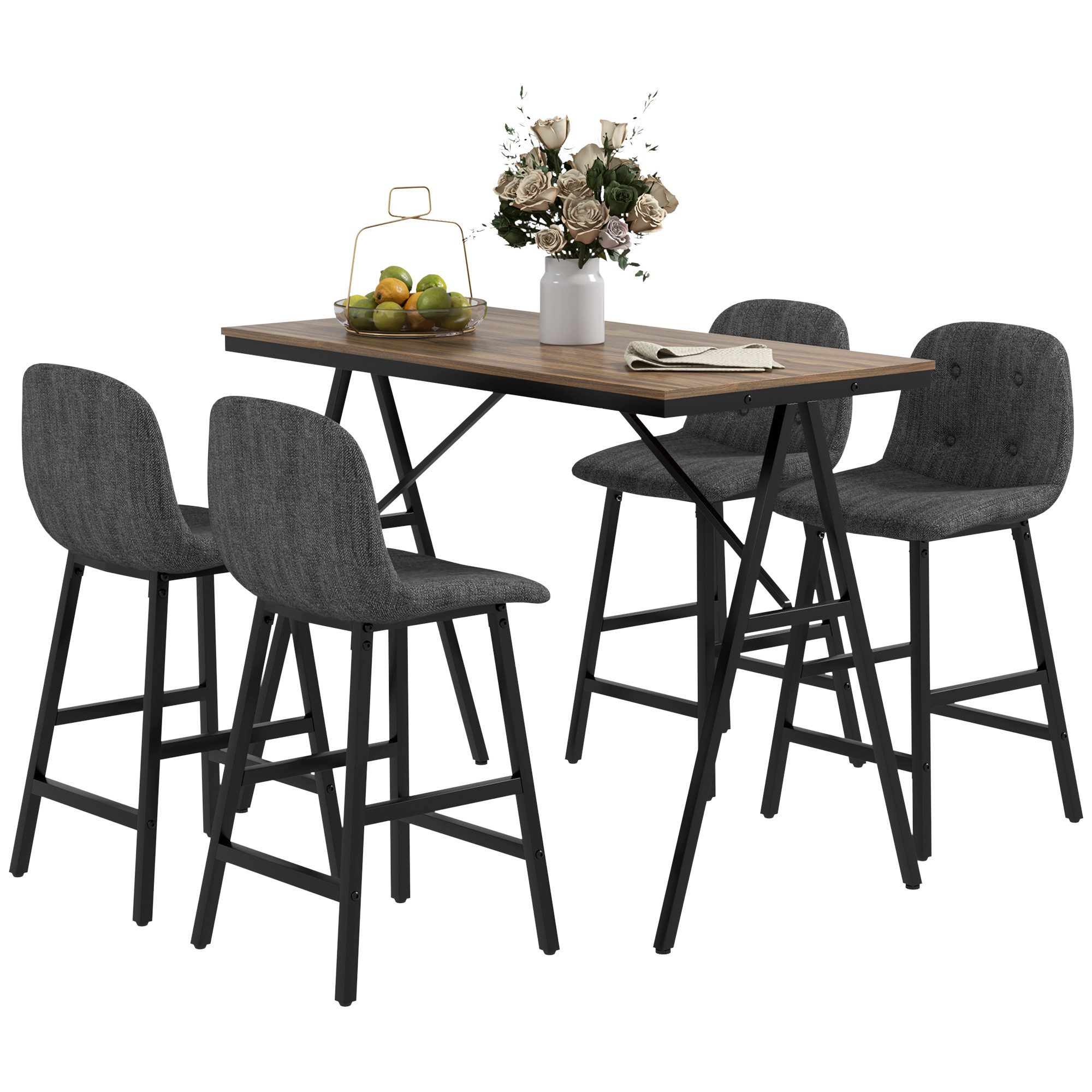 HOMCOM Bargruppe Küchentisch, Bistrotisch mit 4 günstig online kaufen