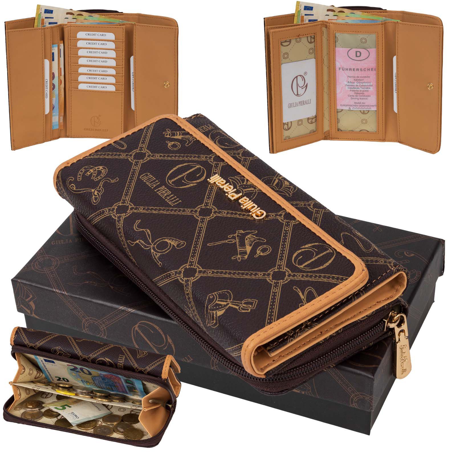 Giulia Pieralli Geldbörse Giulia Pieralli Damen Geldbörse Geldbeutel Brieftasche Portmonee XXL, Damen Geldbörse klappbar mit Reißverschluss Portemonnaie Geldbeutel