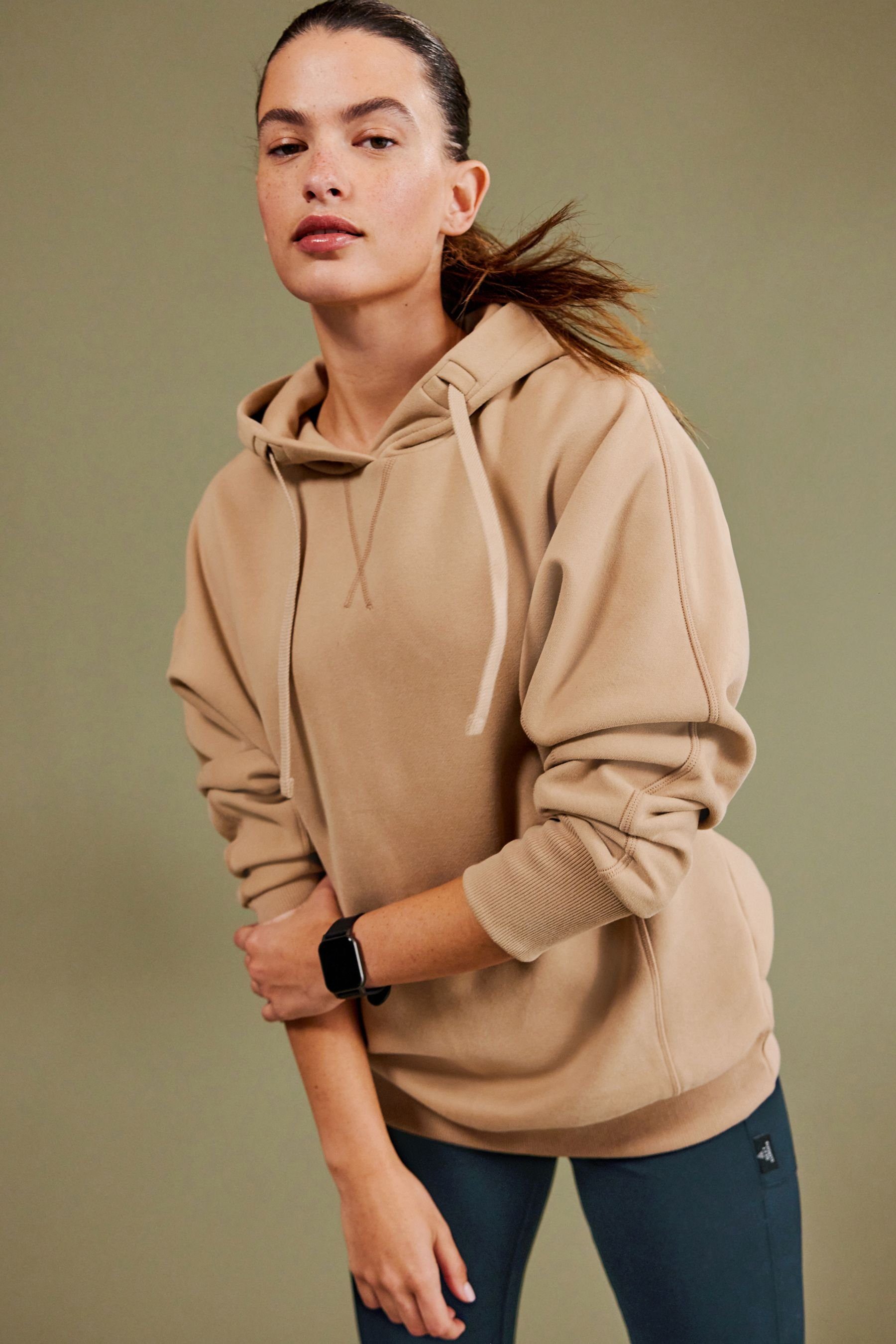 Next Neutral Kapuzensweatshirt Langes Camel Kapuzensweatshirt (1-tlg)